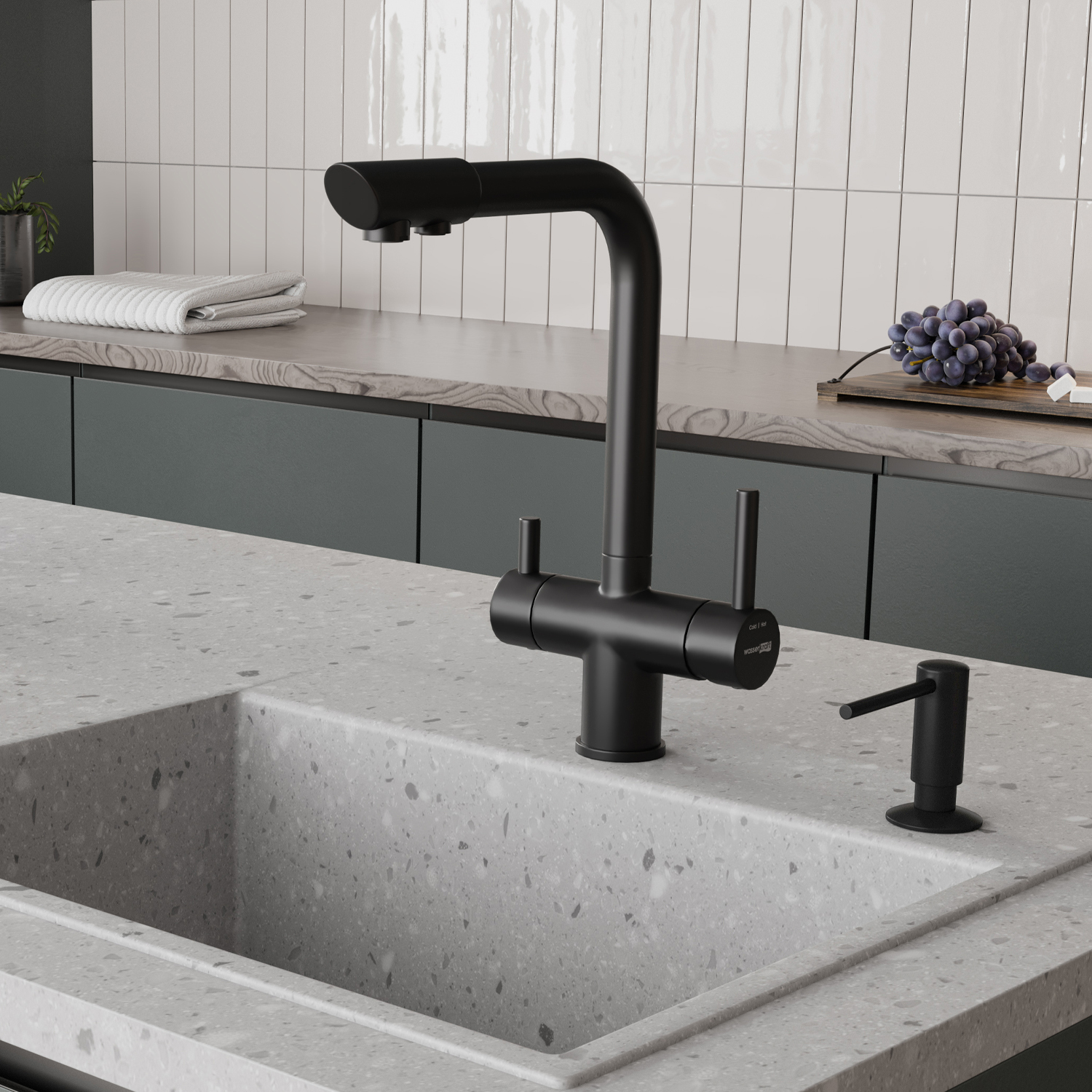 Black modern kitchen faucet